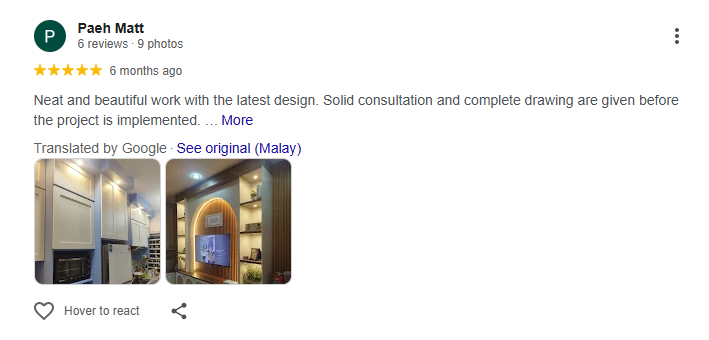 Google review daripada Paeh Matt