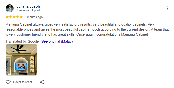 Google review daripada Juliana Jusoh