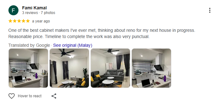 Google review daripada Fami Kamal