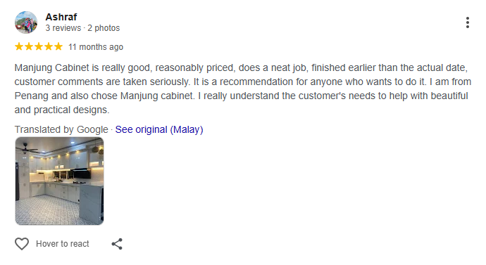 Google review daripada Ashraf