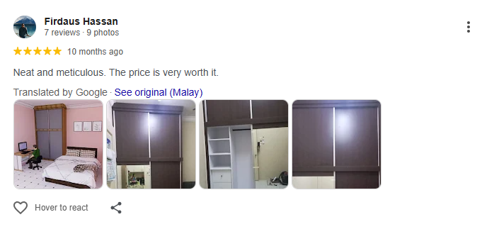 Google review daripada Firdaus Hassan