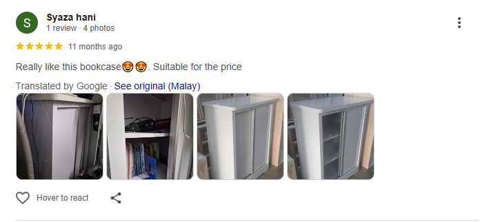Google review daripada Syaza hani